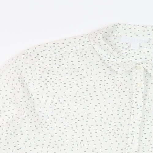 White Label Womens White Geometric Cotton Basic Button-Up Size 14 Collared