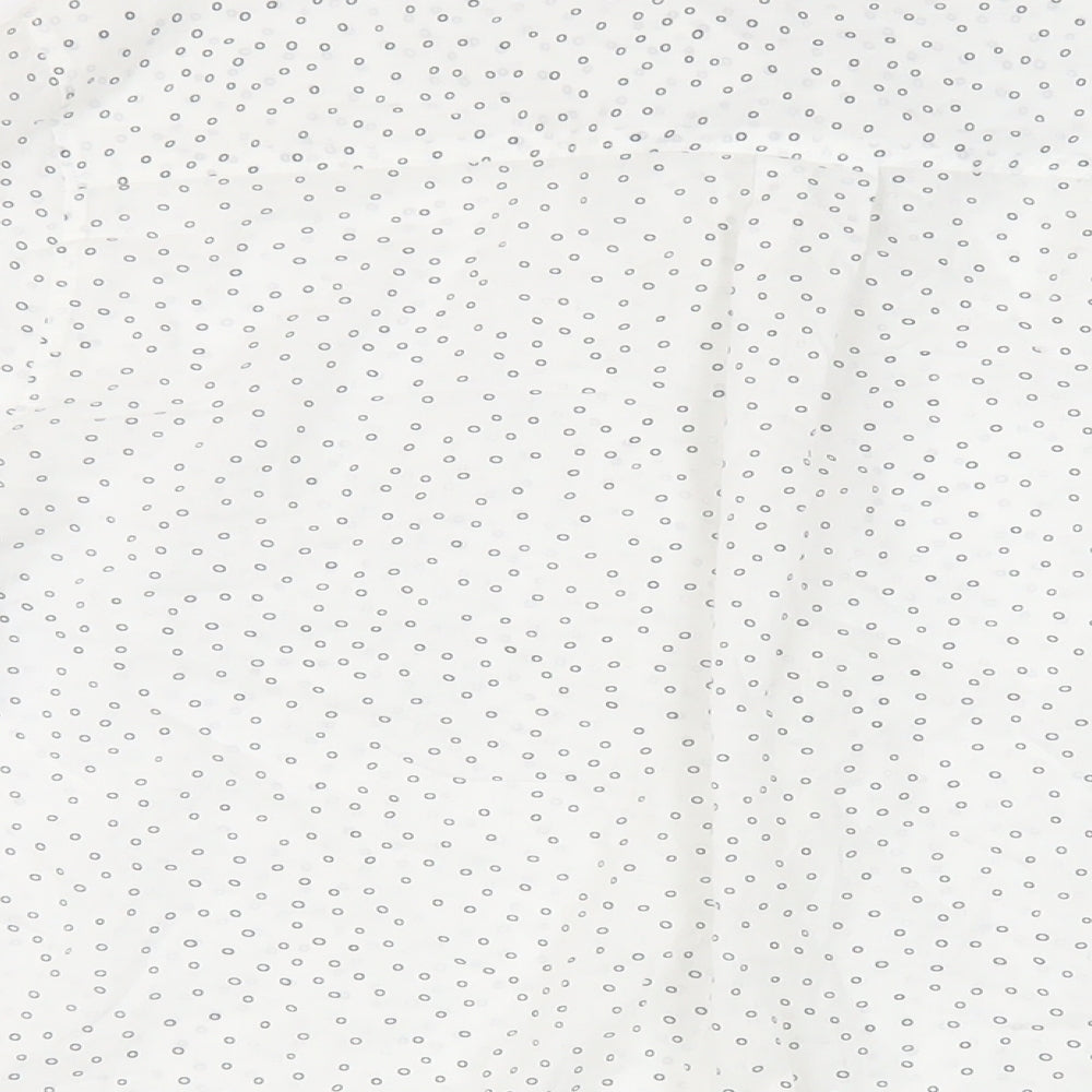 White Label Womens White Geometric Cotton Basic Button-Up Size 14 Collared