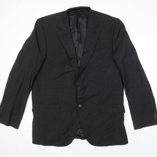 M&S Mens Grey Wool Jacket Blazer Size 42 Regular