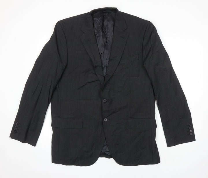 M&S Mens Grey Wool Jacket Blazer Size 42 Regular