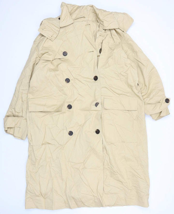 M&S Womens Beige Overcoat Coat Size 14