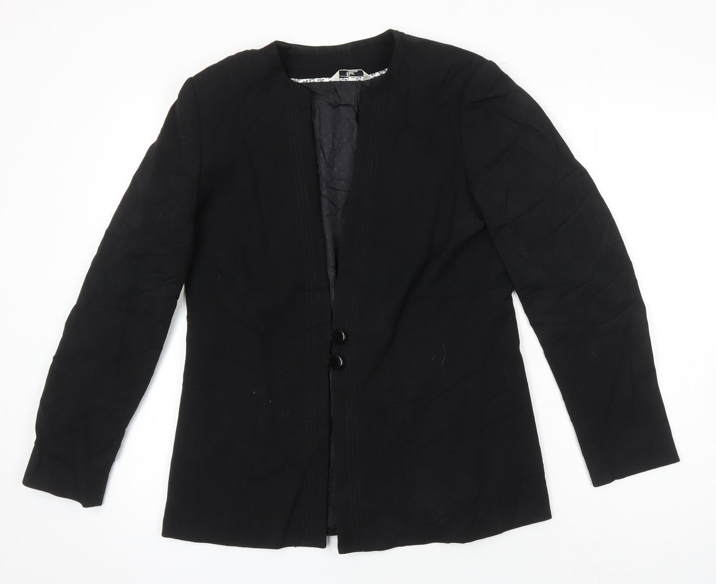 Klass Womens Black Herringbone Jacket Blazer Size 12