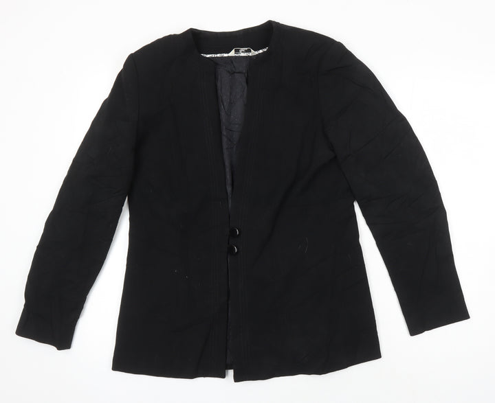 Klass Womens Black Herringbone Jacket Blazer Size 12
