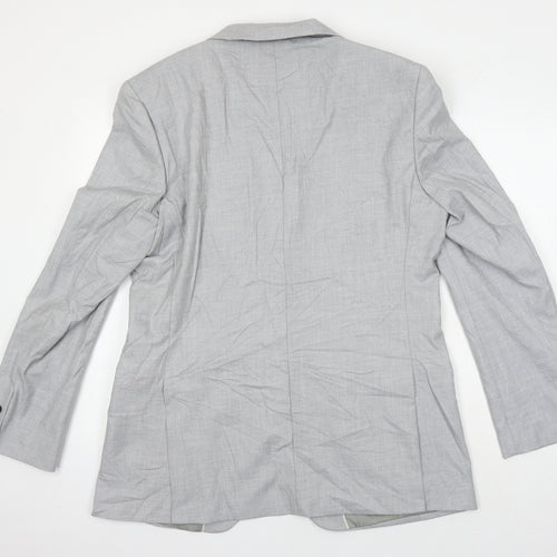 M&S Mens Grey Polyester Jacket Blazer Size 42 Regular