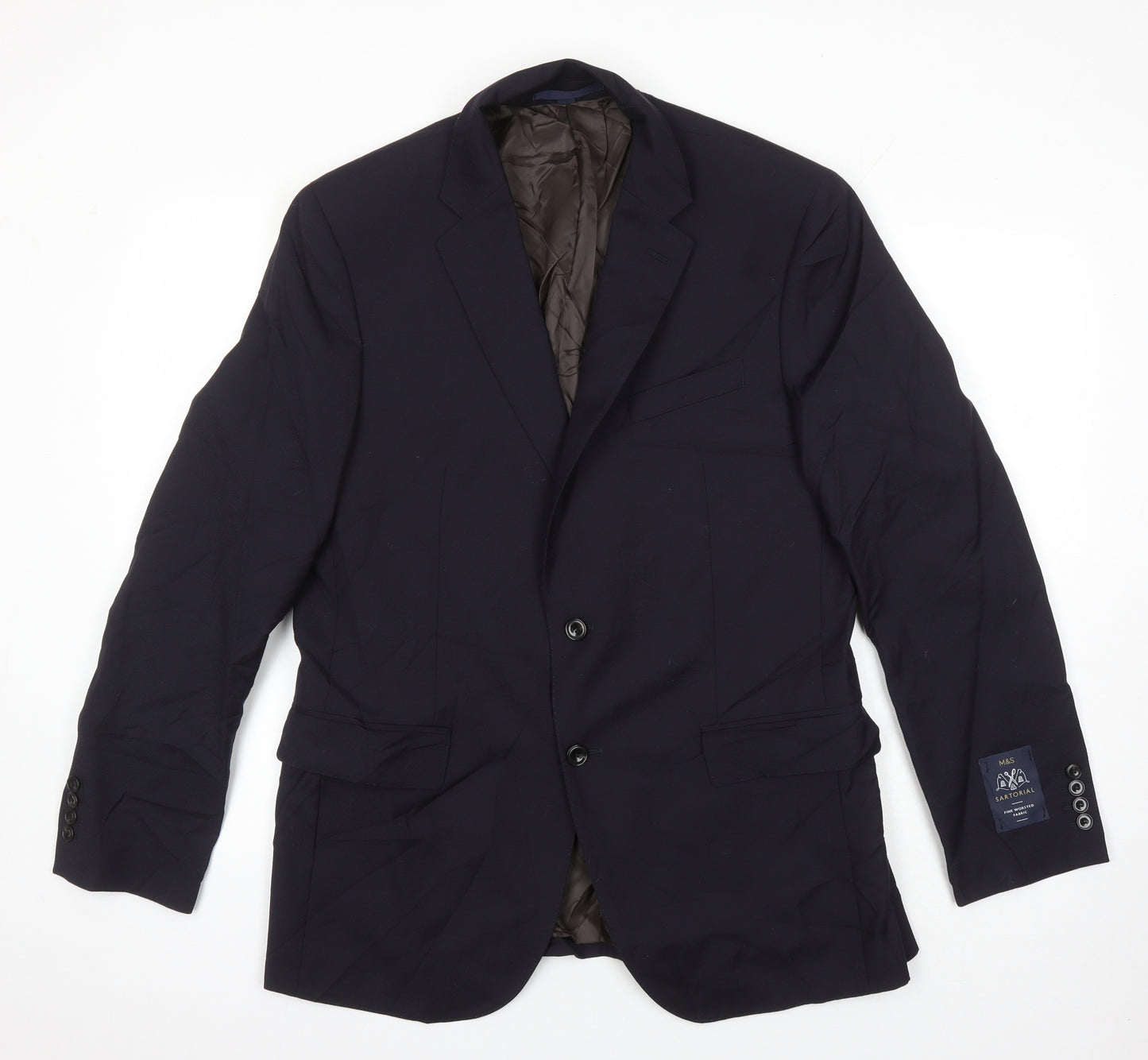 M&S Mens Blue Wool Jacket Suit Jacket Size 42 Regular