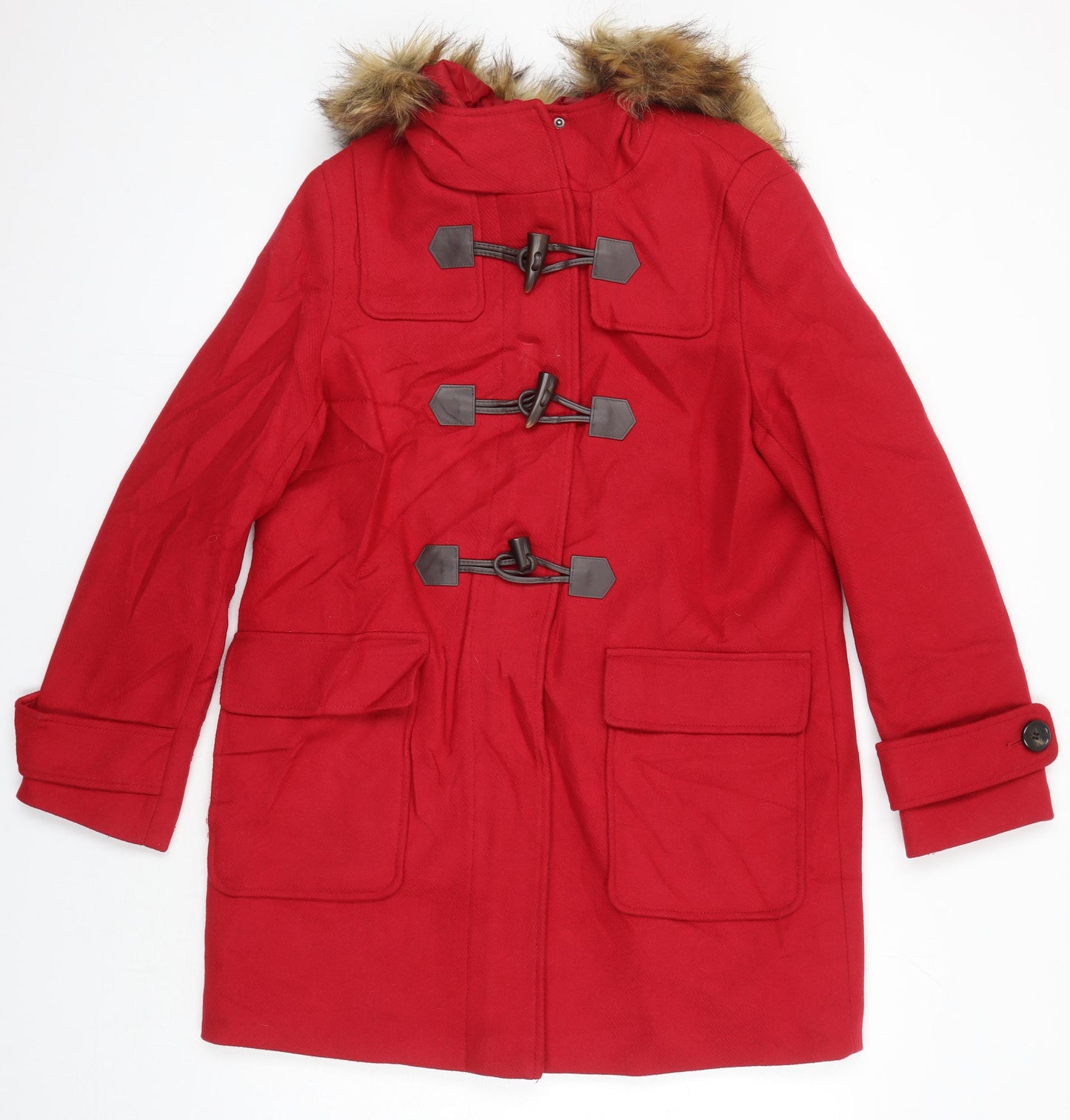 M&S Womens Red Overcoat Coat Size 12