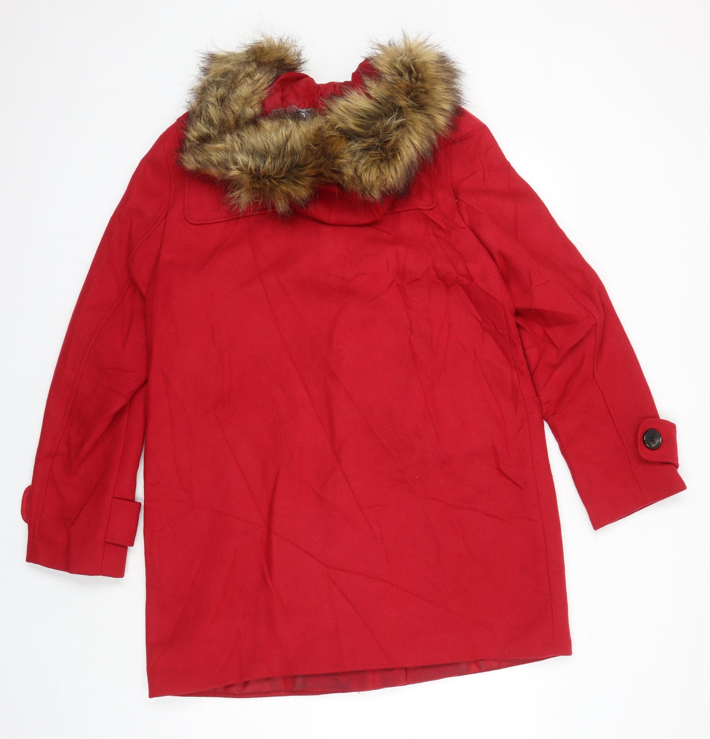M&S Womens Red Overcoat Coat Size 12