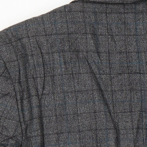 M&S Mens Grey Check Wool Jacket Blazer Size 40 Regular