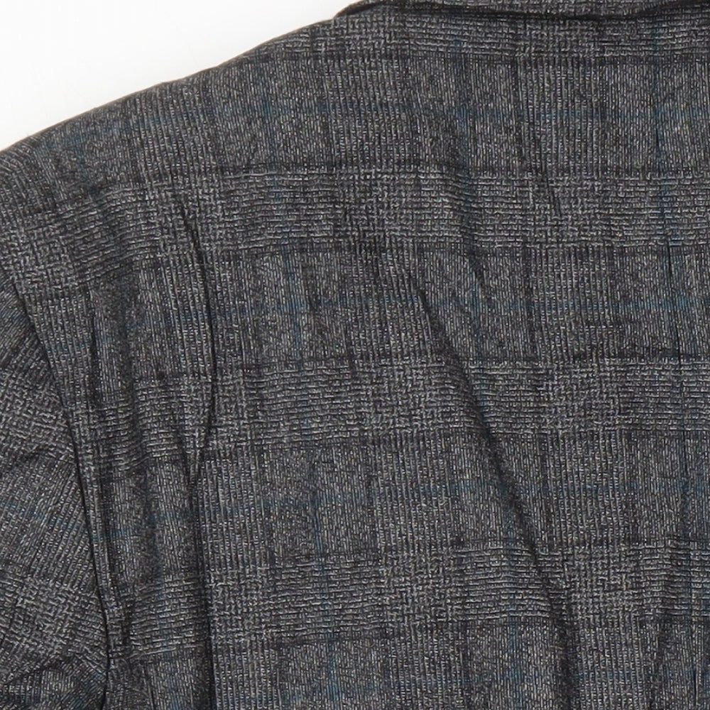 M&S Mens Grey Check Wool Jacket Blazer Size 40 Regular