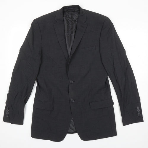 M&S Mens Grey Check Wool Jacket Suit Jacket Size 38 Regular