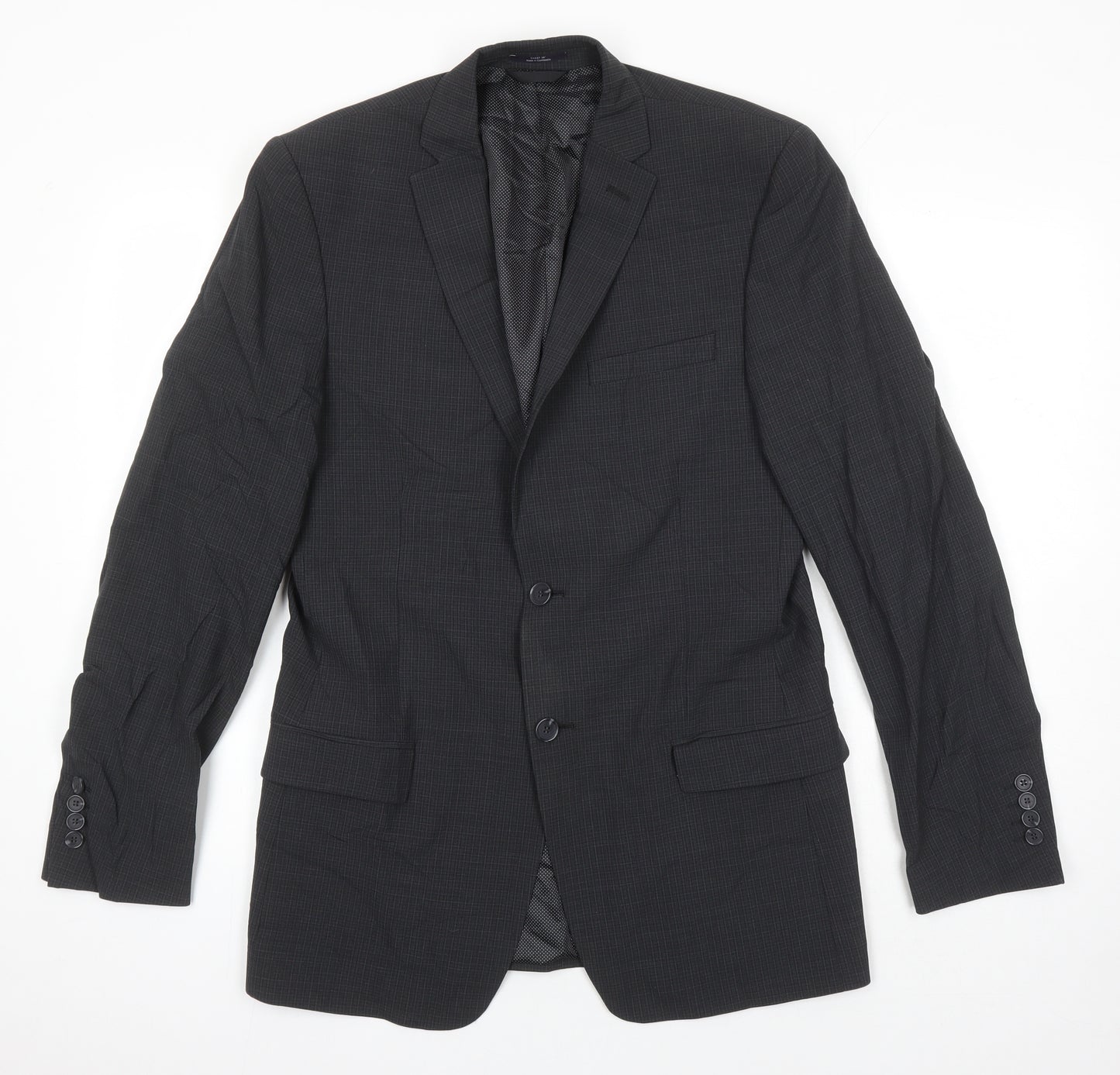 M&S Mens Grey Check Wool Jacket Suit Jacket Size 38 Regular