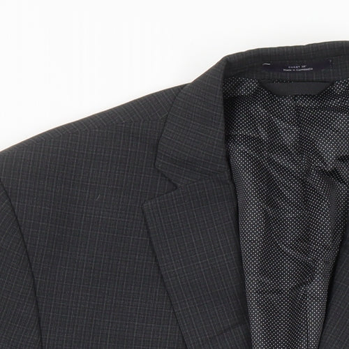 M&S Mens Grey Check Wool Jacket Suit Jacket Size 38 Regular