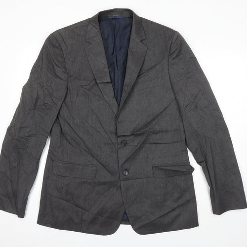 M&S Mens Grey Polyester Jacket Suit Jacket Size 42 Regular