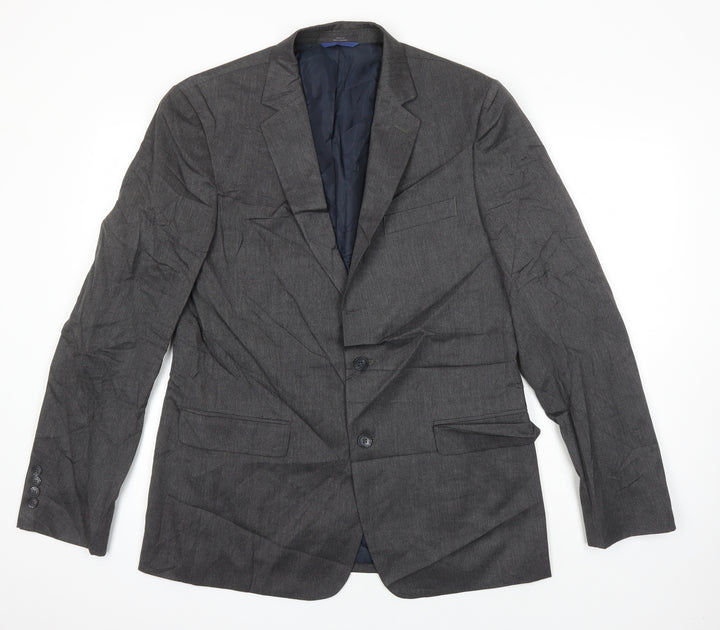 M&S Mens Grey Polyester Jacket Suit Jacket Size 42 Regular