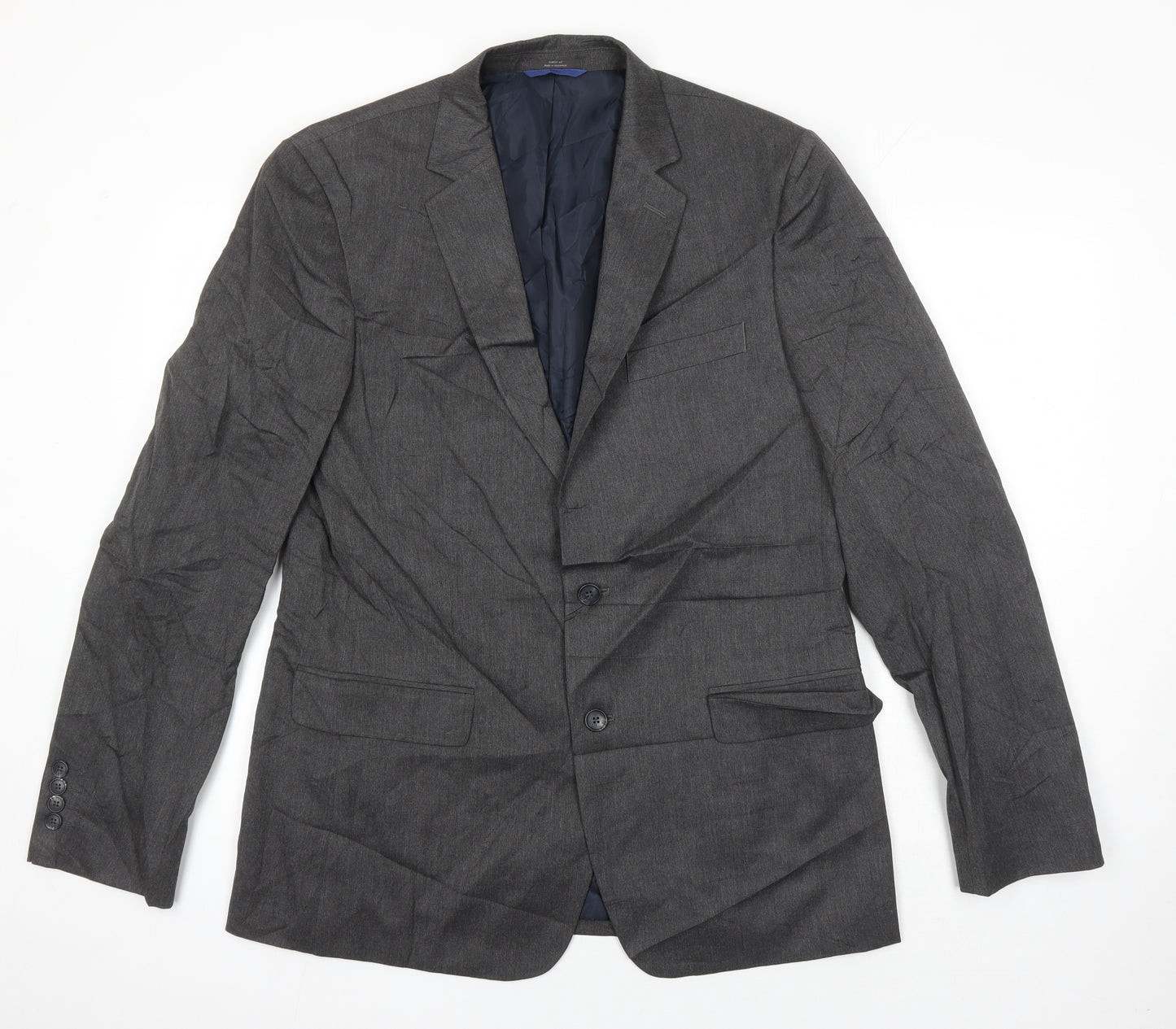 M&S Mens Grey Polyester Jacket Suit Jacket Size 42 Regular