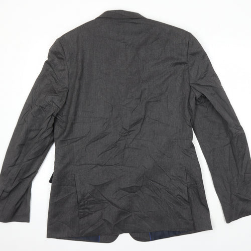 M&S Mens Grey Polyester Jacket Suit Jacket Size 42 Regular