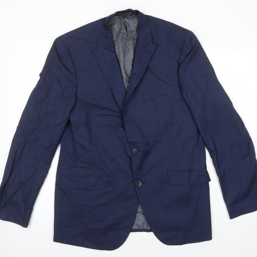 M&S Mens Blue Polyester Jacket Suit Jacket Size 42 Regular