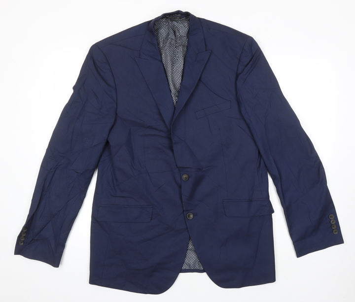 M&S Mens Blue Polyester Jacket Suit Jacket Size 42 Regular