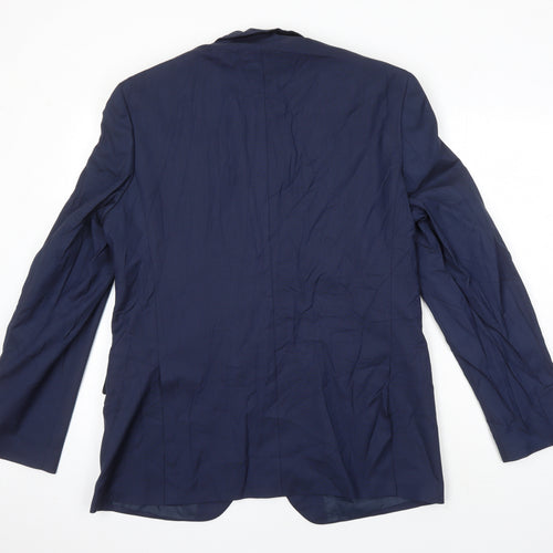 M&S Mens Blue Polyester Jacket Suit Jacket Size 42 Regular