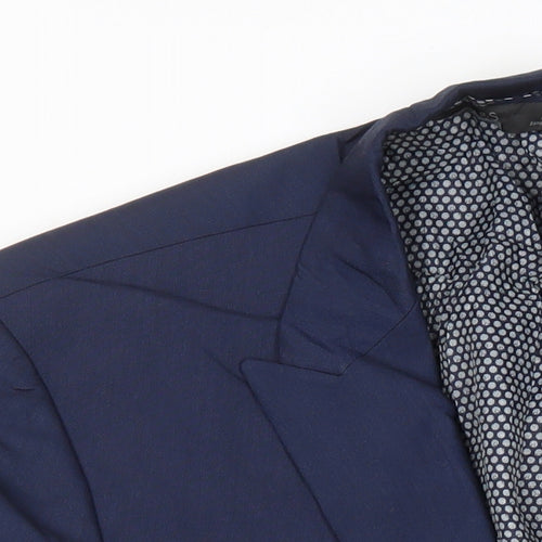 M&S Mens Blue Polyester Jacket Suit Jacket Size 42 Regular