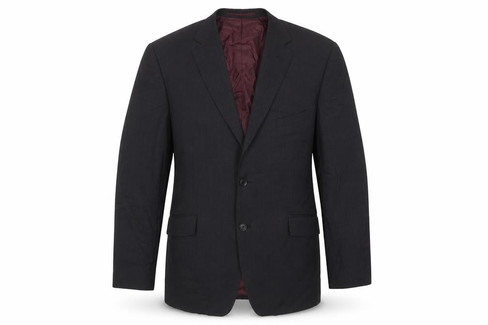 Front view of Marks & Spencer men’s black wool jacket suit jacket, size 44, regular