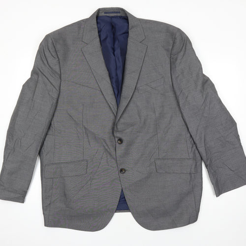 M&S Mens Grey Polyester Jacket Suit Jacket Size 48 Regular