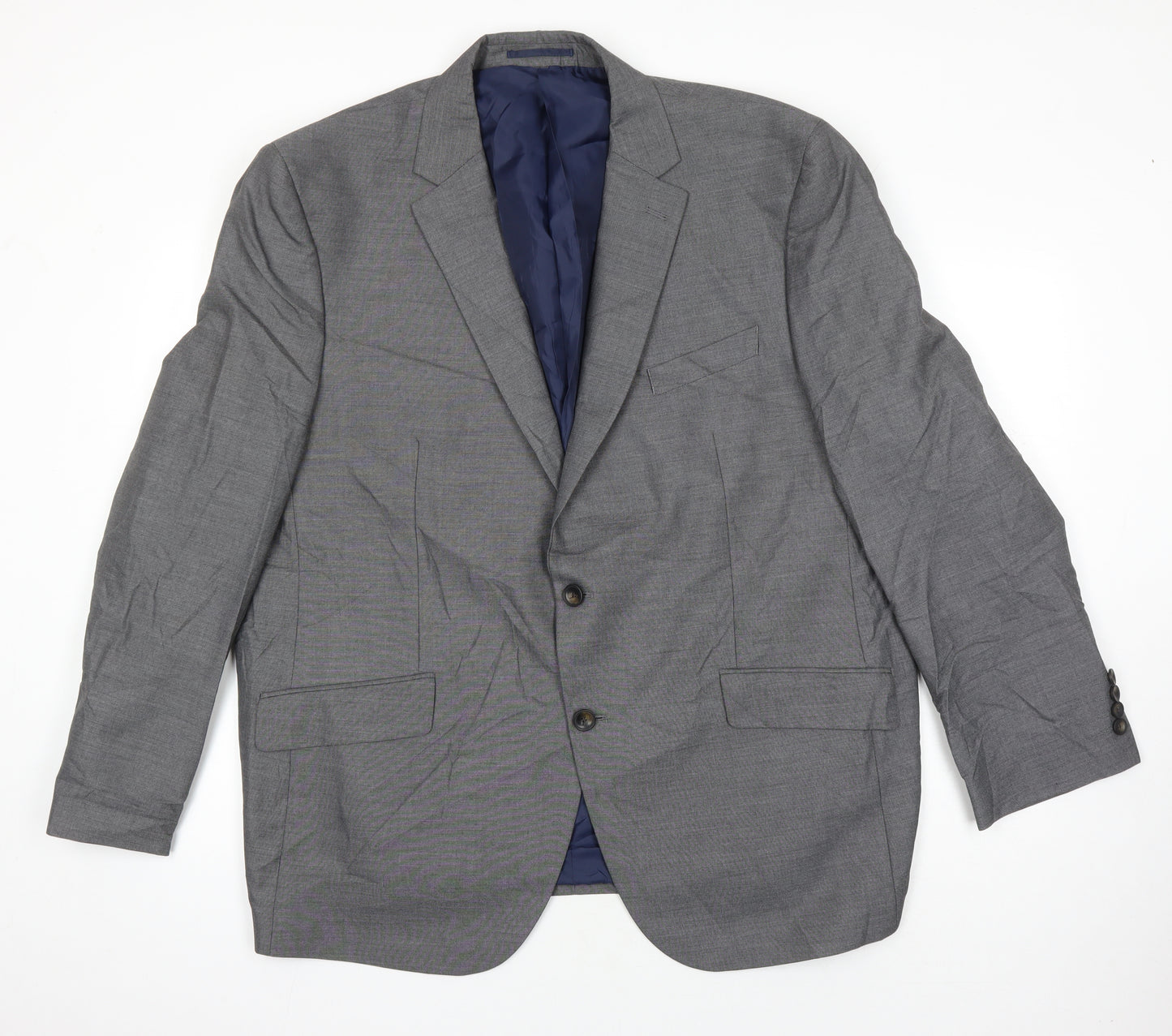 M&S Mens Grey Polyester Jacket Suit Jacket Size 48 Regular