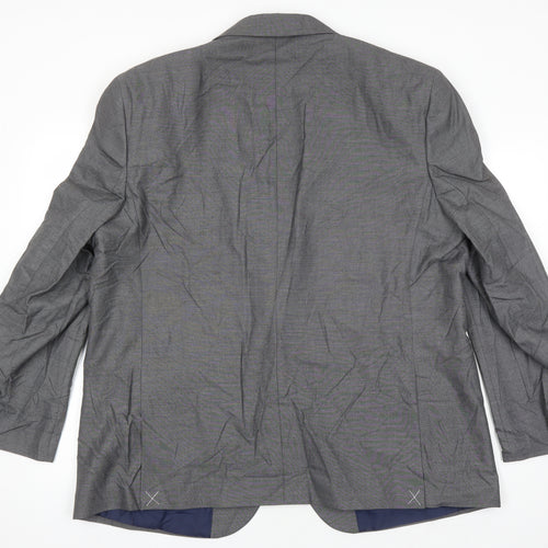 M&S Mens Grey Polyester Jacket Suit Jacket Size 48 Regular