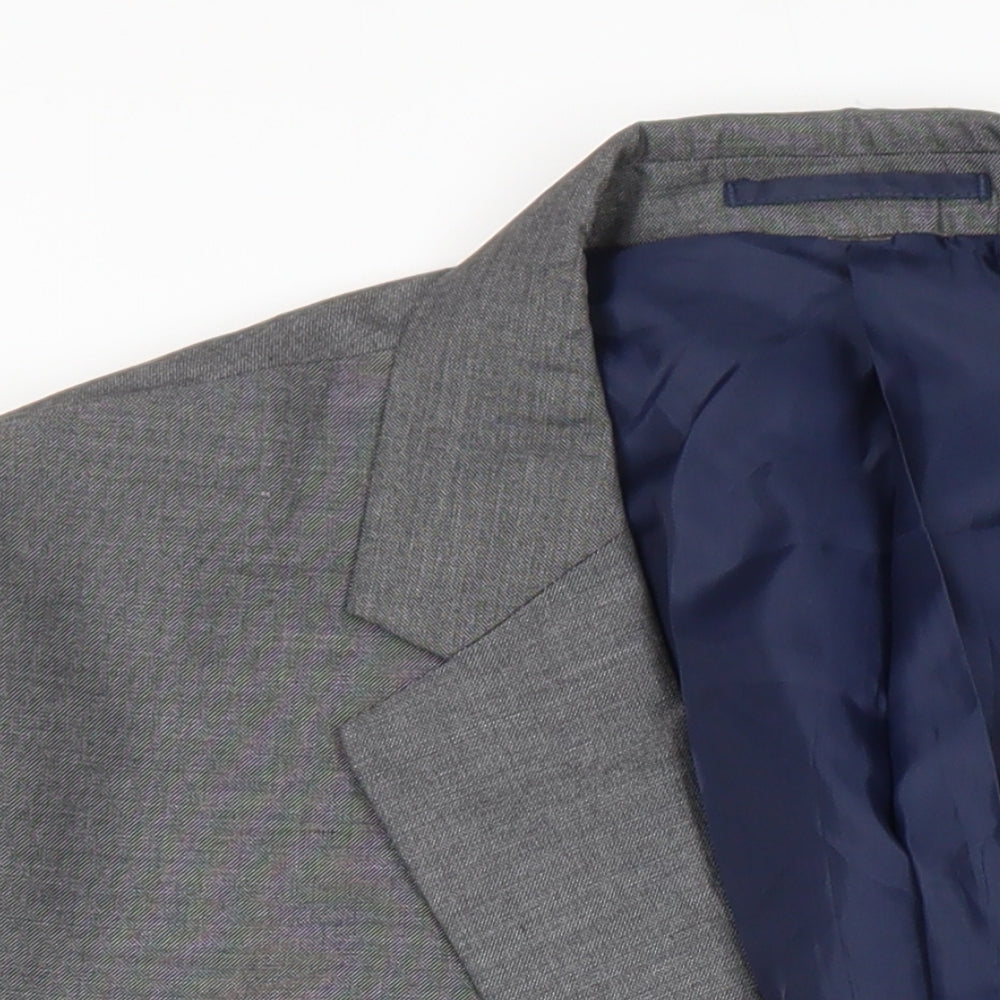 M&S Mens Grey Polyester Jacket Suit Jacket Size 48 Regular