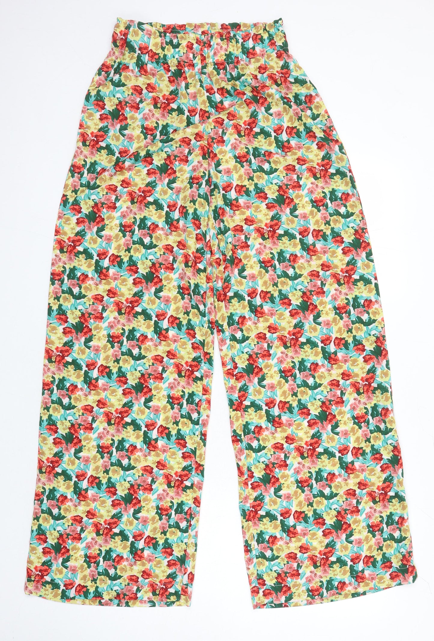 Vera & Lucy Womens Multicoloured Floral Polyester Trousers Size M L31 in Regular - Elasticated Waist