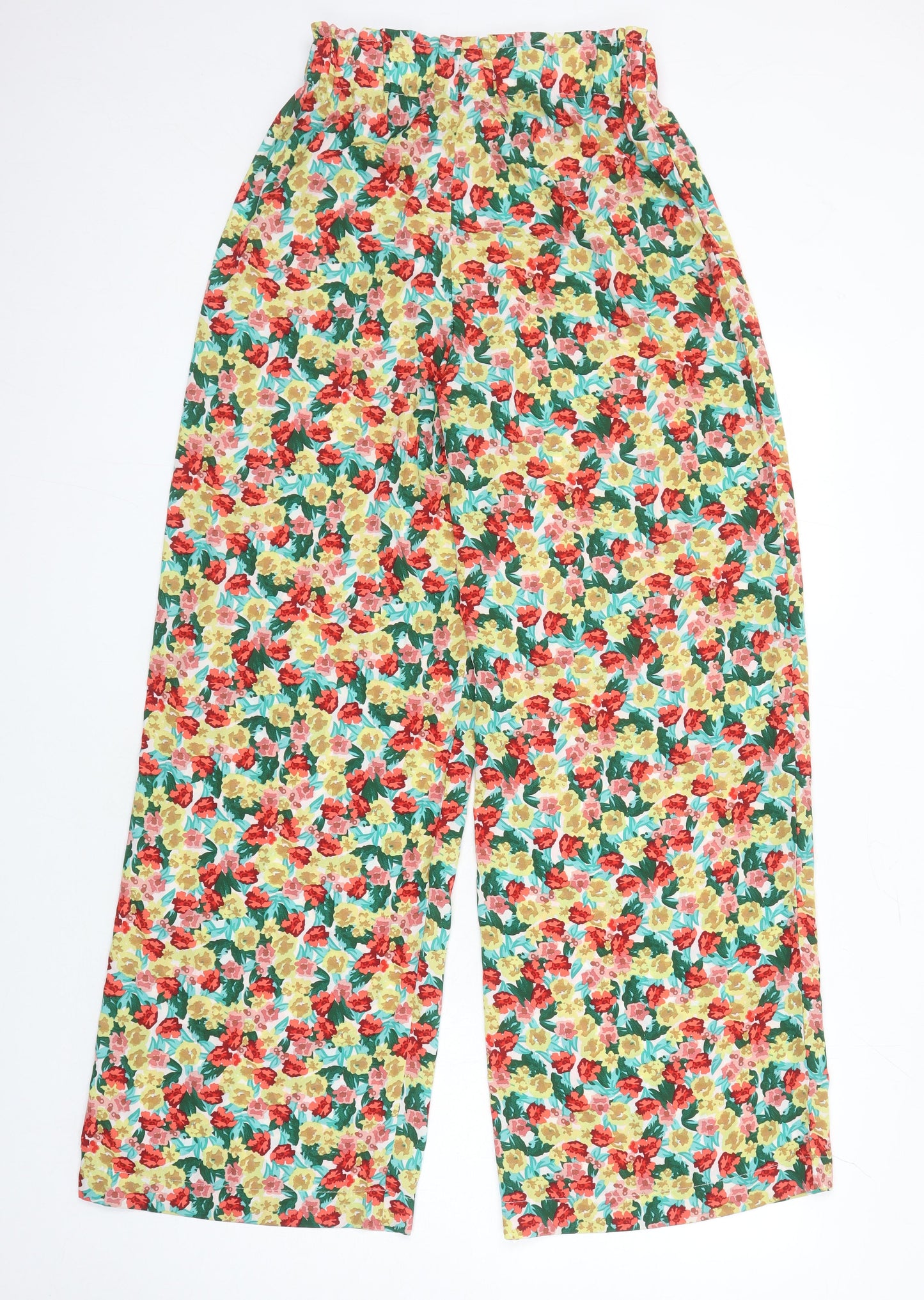 Vera & Lucy Womens Multicoloured Floral Polyester Trousers Size M L31 in Regular - Elasticated Waist