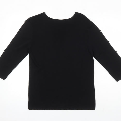 Femme Womens Black Trivinyl Tunic T-Shirt Size 14 Boat Neck
