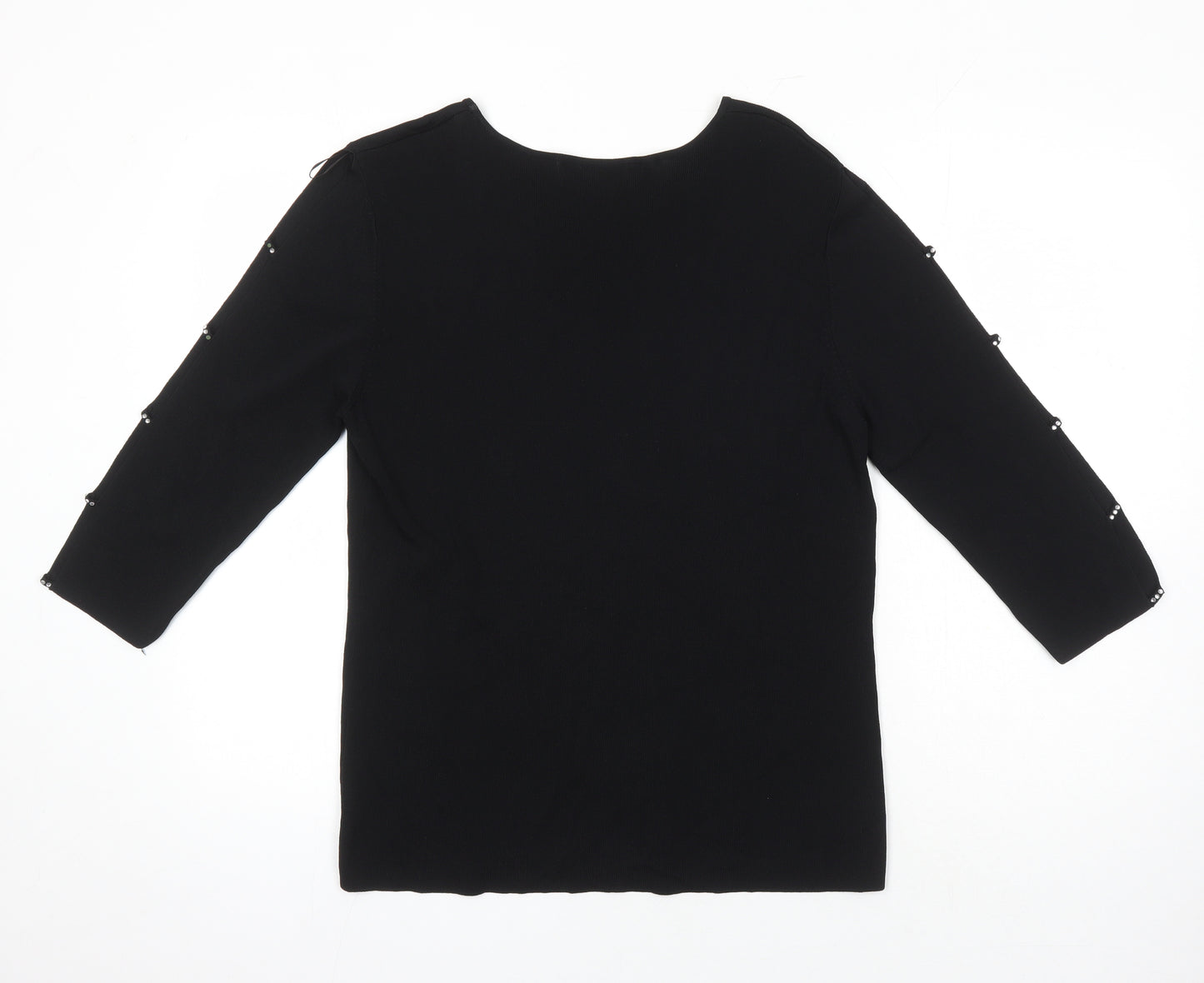 Femme Womens Black Trivinyl Tunic T-Shirt Size 14 Boat Neck