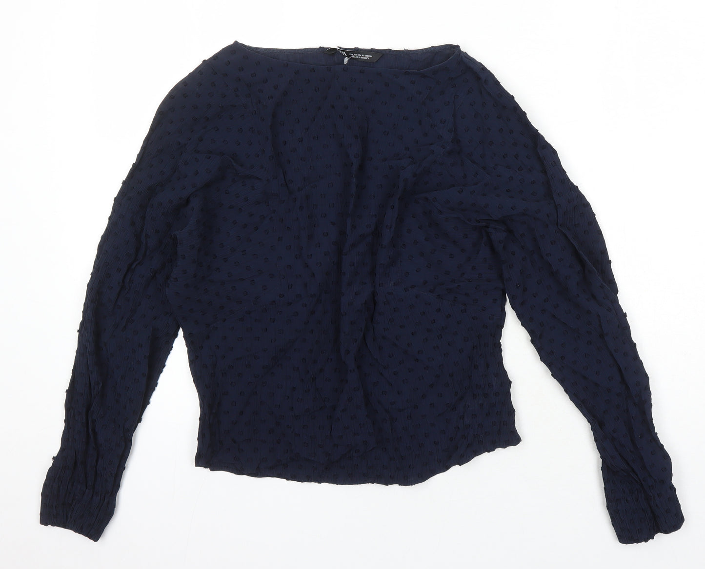 Zara Womens Blue Viscose Tunic Blouse Size XL Boat Neck