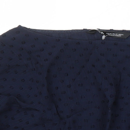 Zara Womens Blue Viscose Tunic Blouse Size XL Boat Neck