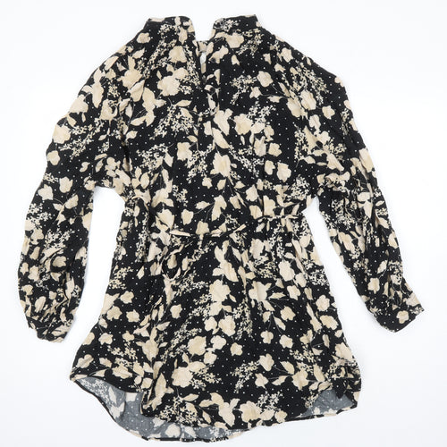 H&M Womens Multicoloured Floral Viscose Tunic Blouse Size M Round Neck