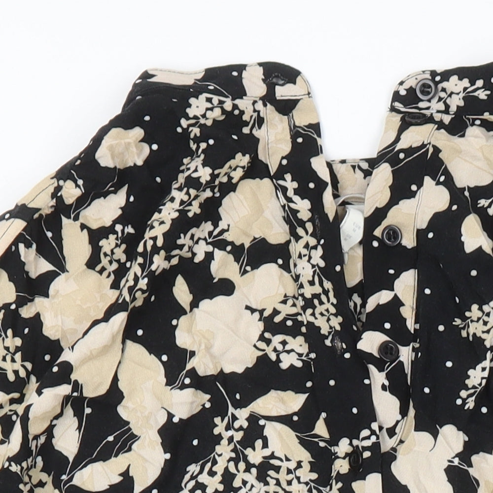 H&M Womens Multicoloured Floral Viscose Tunic Blouse Size M Round Neck