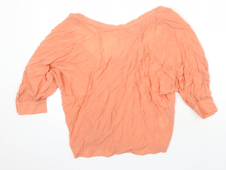 Mexx Womens Orange Viscose Tunic Blouse Size 8 Boat Neck