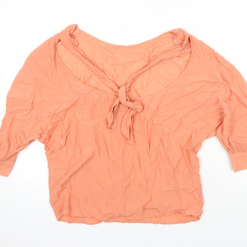 Mexx Womens Orange Viscose Tunic Blouse Size 8 Boat Neck