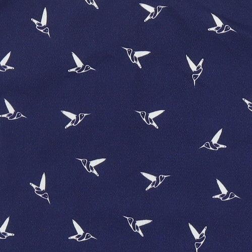 Izabel London Womens Blue Geometric Polyester Tunic Blouse Size 10 Scoop Neck - Birds