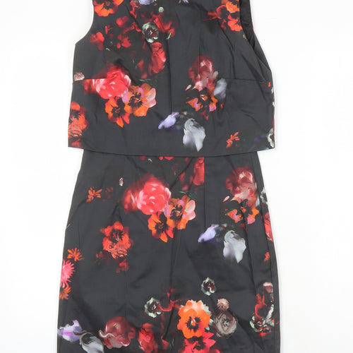Warehouse Womens Multicoloured Floral Cotton Mini Size 8 Scoop Neck
