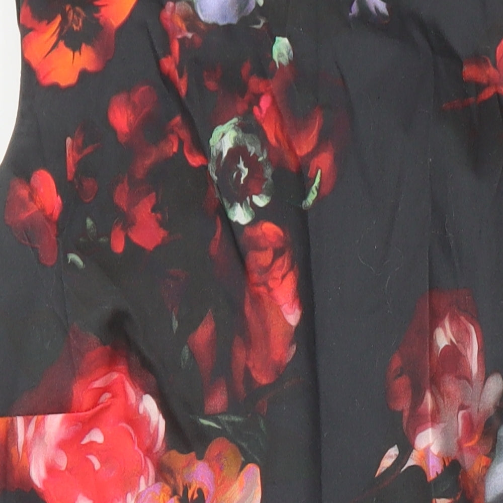 Warehouse Womens Multicoloured Floral Cotton Mini Size 8 Scoop Neck