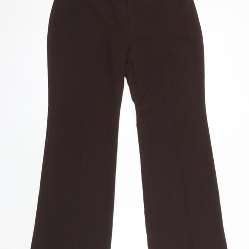 Marks and Spencer Womens Brown Polyester Trousers Size 14 L29 in Regular