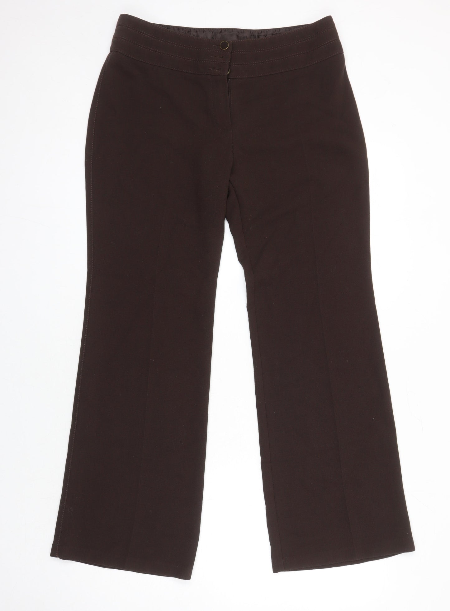 Marks and Spencer Womens Brown Polyester Trousers Size 14 L29 in Regular