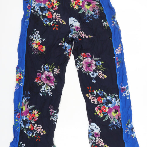 Monsoon Womens Multicoloured Floral Viscose Trousers Size 12 L25 in Regular Zip