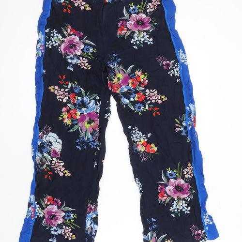 Monsoon Womens Multicoloured Floral Viscose Trousers Size 12 L25 in Regular Zip