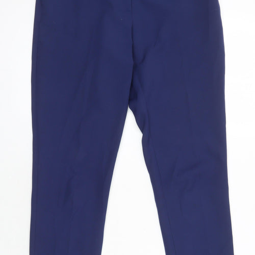 Oasis Womens Blue Polyester Trousers Size 8 L26 in Regular - Pockets