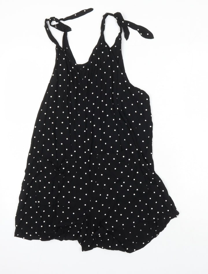 Monkl Womens Black Polka Dot Viscose Playsuit One-Piece Size M - Pockets