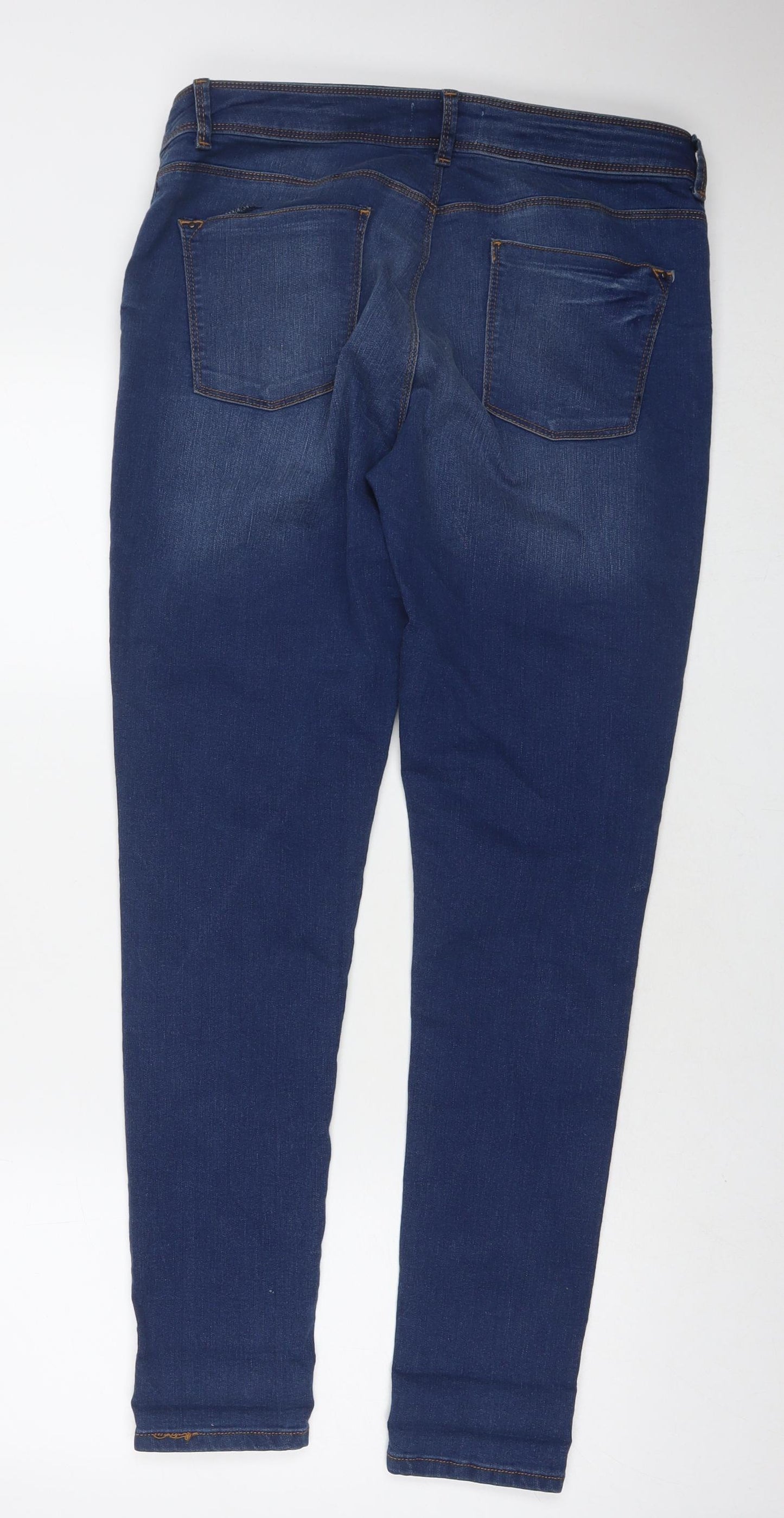 Dorothy Perkins Womens Blue Cotton Straight Jeans Size 16 L31 in Regular Zip