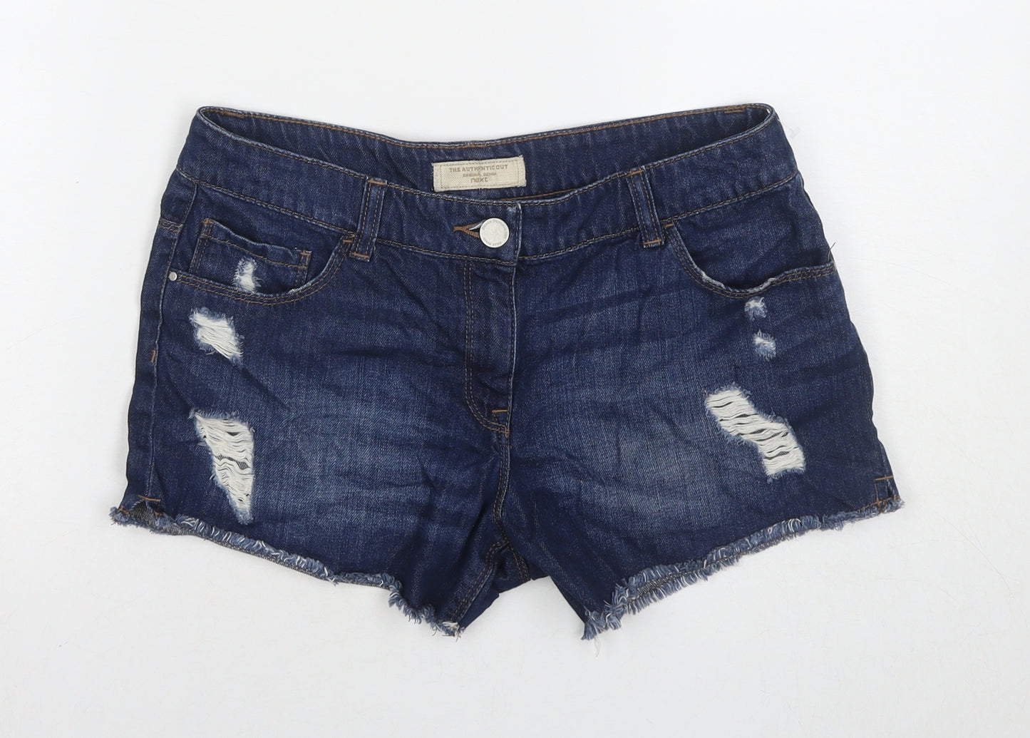 NEXT Girls Blue Cotton Cut-Off Shorts Size 15 Years L3 in Regular Zip